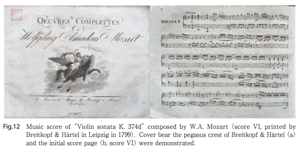 ライプチィヒ Breitkopf & Härtel 社が 1799 年発売した Mozart 作 曲“Violin sonata K. 374d”( 楽 譜 VI，Fig.12)